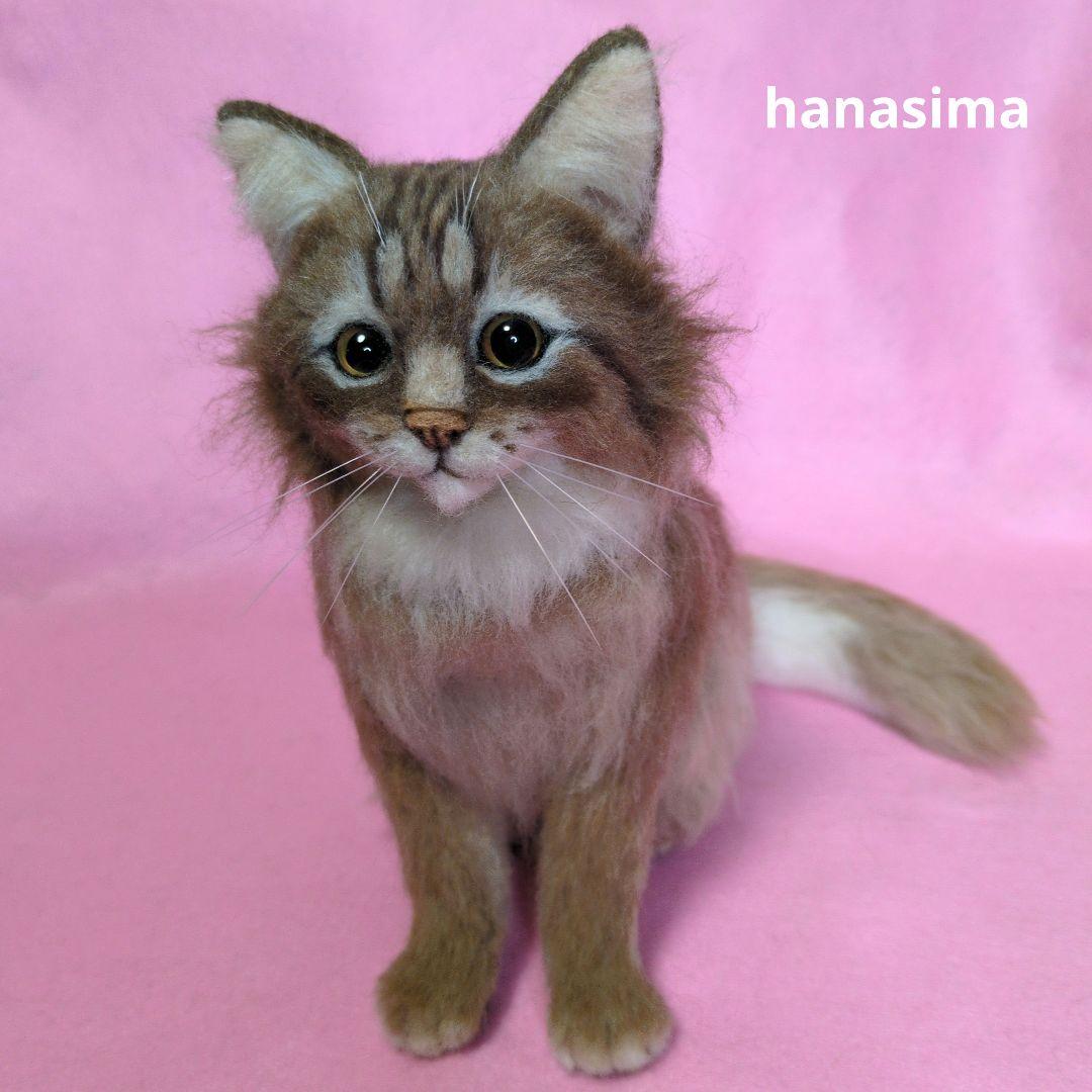 hanasima 羊毛フェルト猫 約20cm