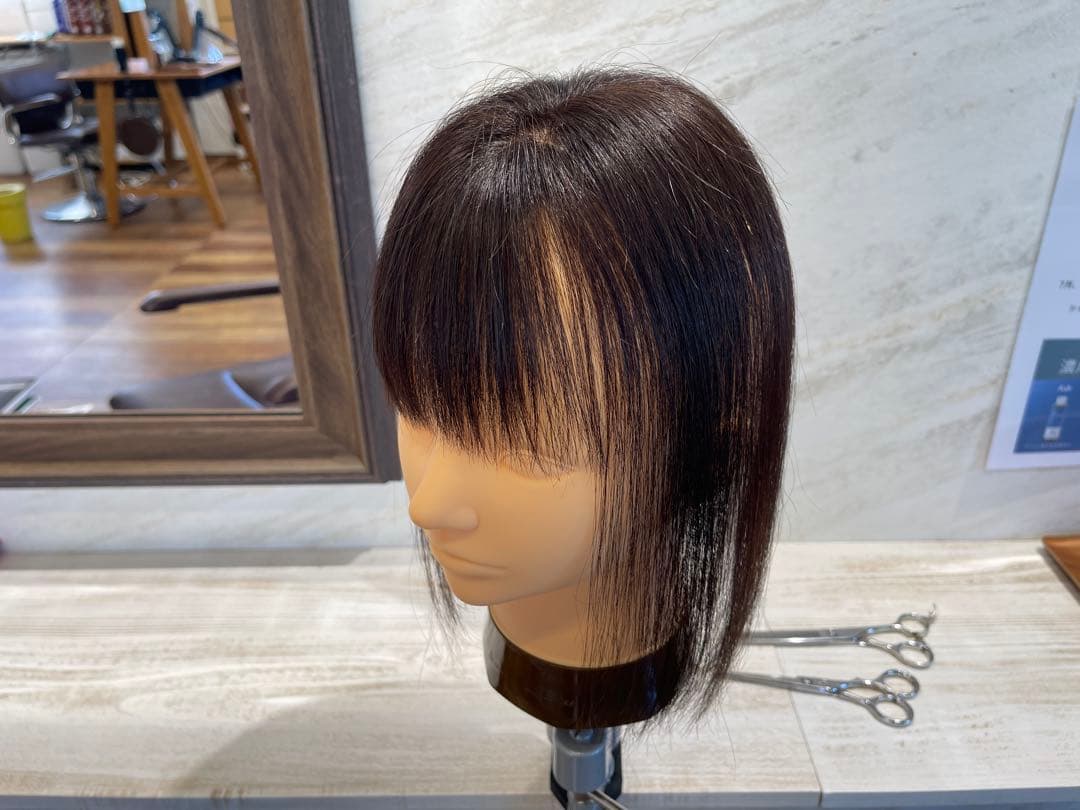 前髪カット人毛100%レミー毛ウィッグ