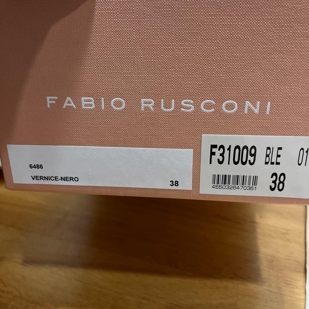 美品ファビオルスコーニ　スクエアトゥブラックエナメルマリージェーンシューズ　38