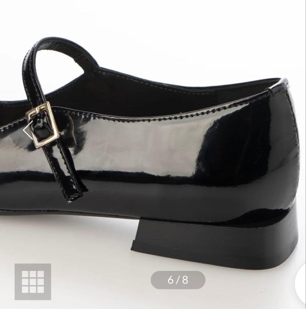 美品ファビオルスコーニ　スクエアトゥブラックエナメルマリージェーンシューズ　38