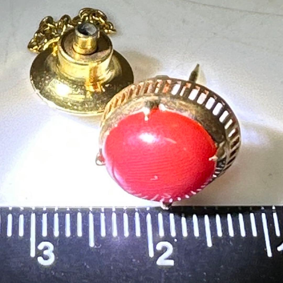 K18刻印　本血赤珊瑚　タイピン　2.9g タルチ　東な8-0110☆2F