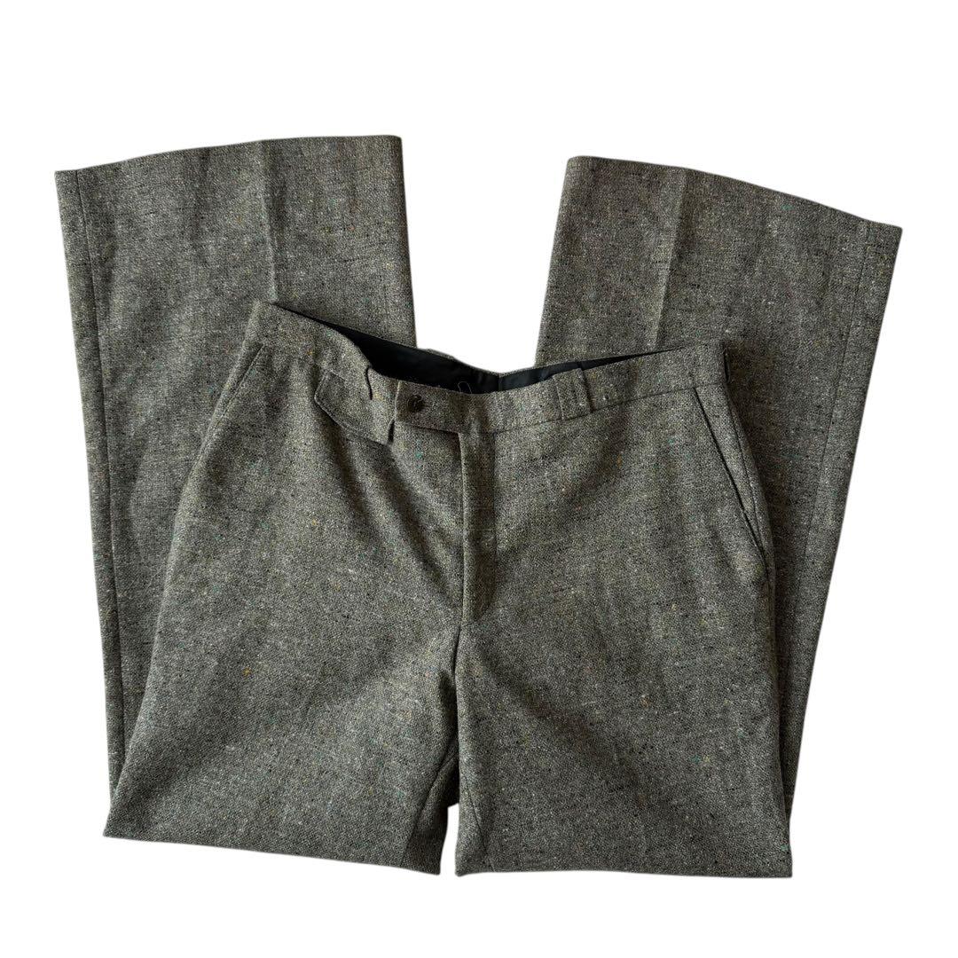 極上 ネップ カスリ 絣 ウール スラックス 70s