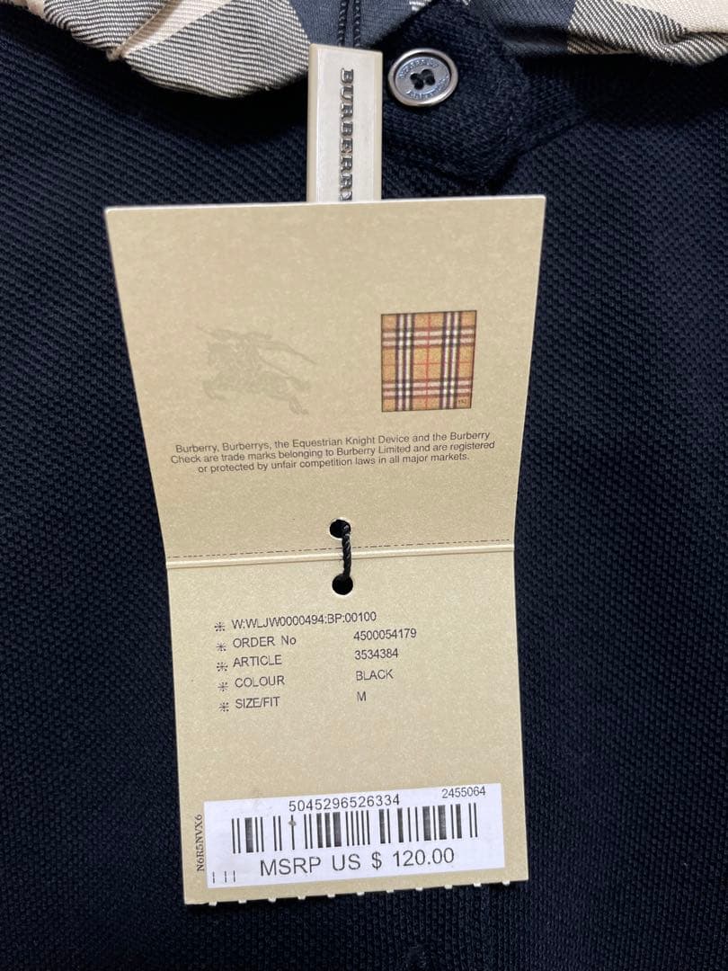 バーバリー黒ポロシャツタグ付き未使用