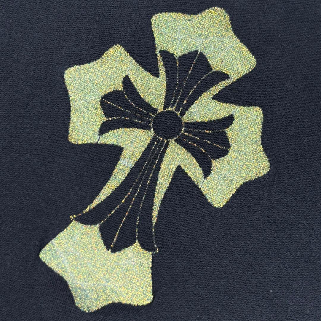 【ユノ】美品 クロムハーツ ゴールドクロスプリントTシャツ USA製Y2K