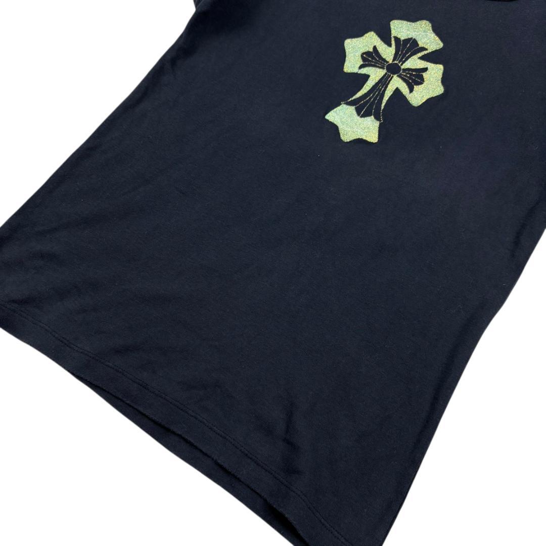 【ユノ】美品 クロムハーツ ゴールドクロスプリントTシャツ USA製Y2K