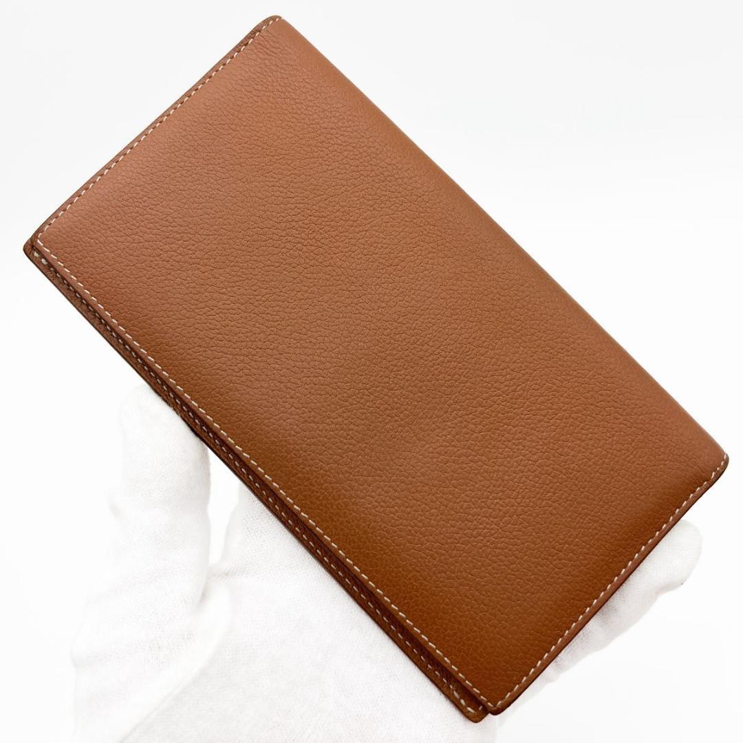 【美品 箱付き】エルメス シチズン ツイル ロング シルクイン 長財布 ブラウン