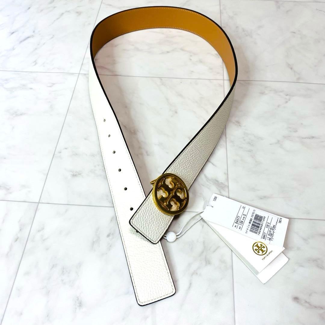 新品✨タグ付　TORY BURCH トリーバーチ　ロゴバックル　ベルト　ホワイト