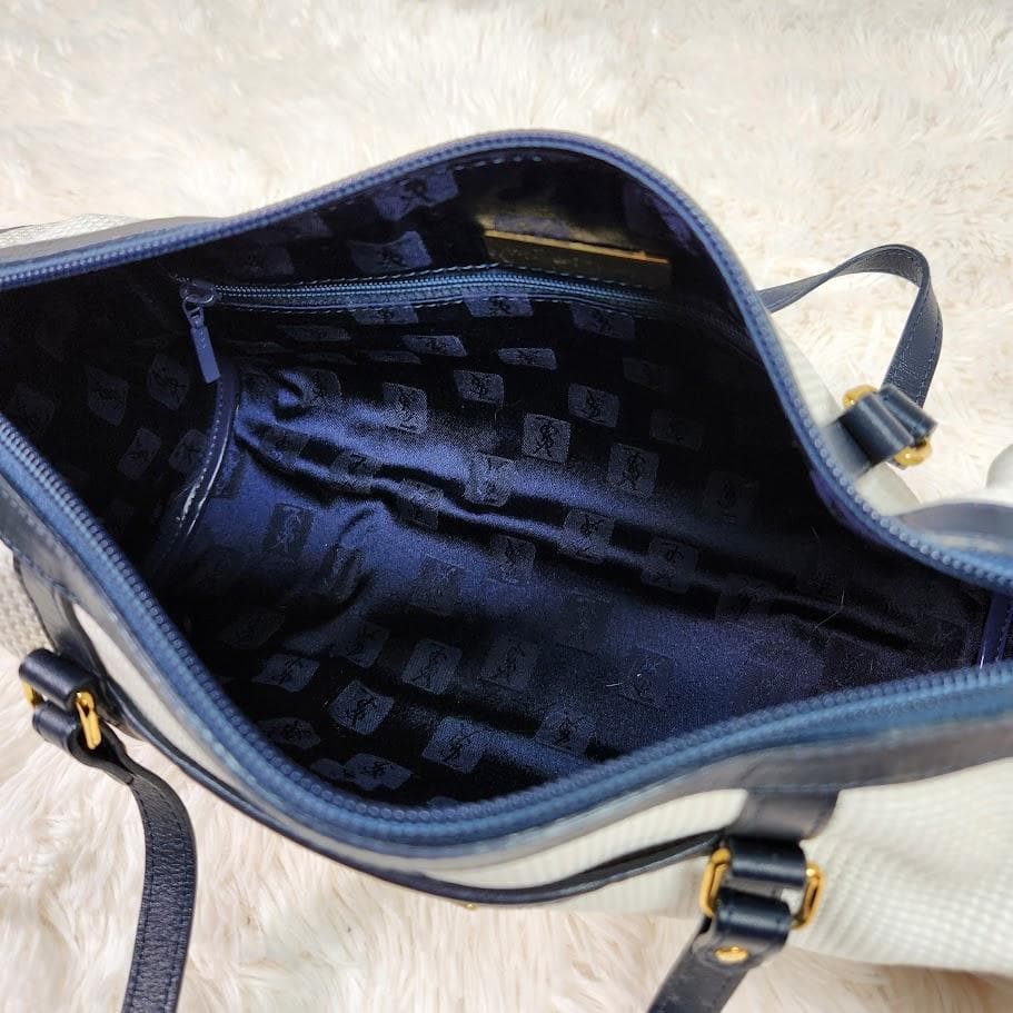 【希少】イヴサンローラン ハンドバッグ 三角ロゴ ホワイト 筒形