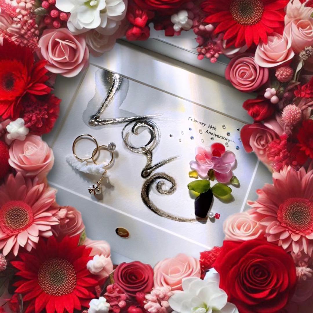 ꫛꫀꪝ✧‧「Rose」薔薇＆ピンキーリング シーグラスアート レアカラー お祝い