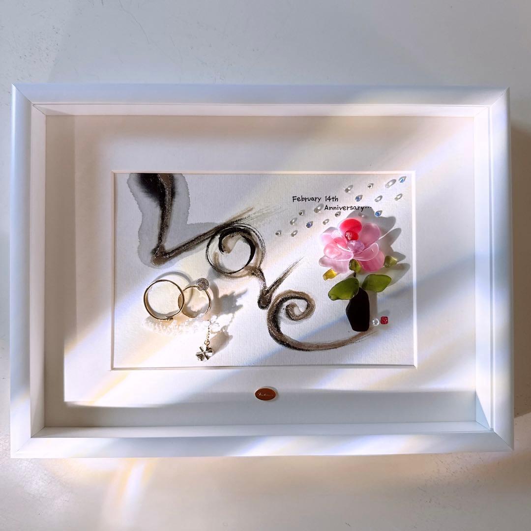 ꫛꫀꪝ✧‧「Rose」薔薇＆ピンキーリング シーグラスアート レアカラー お祝い