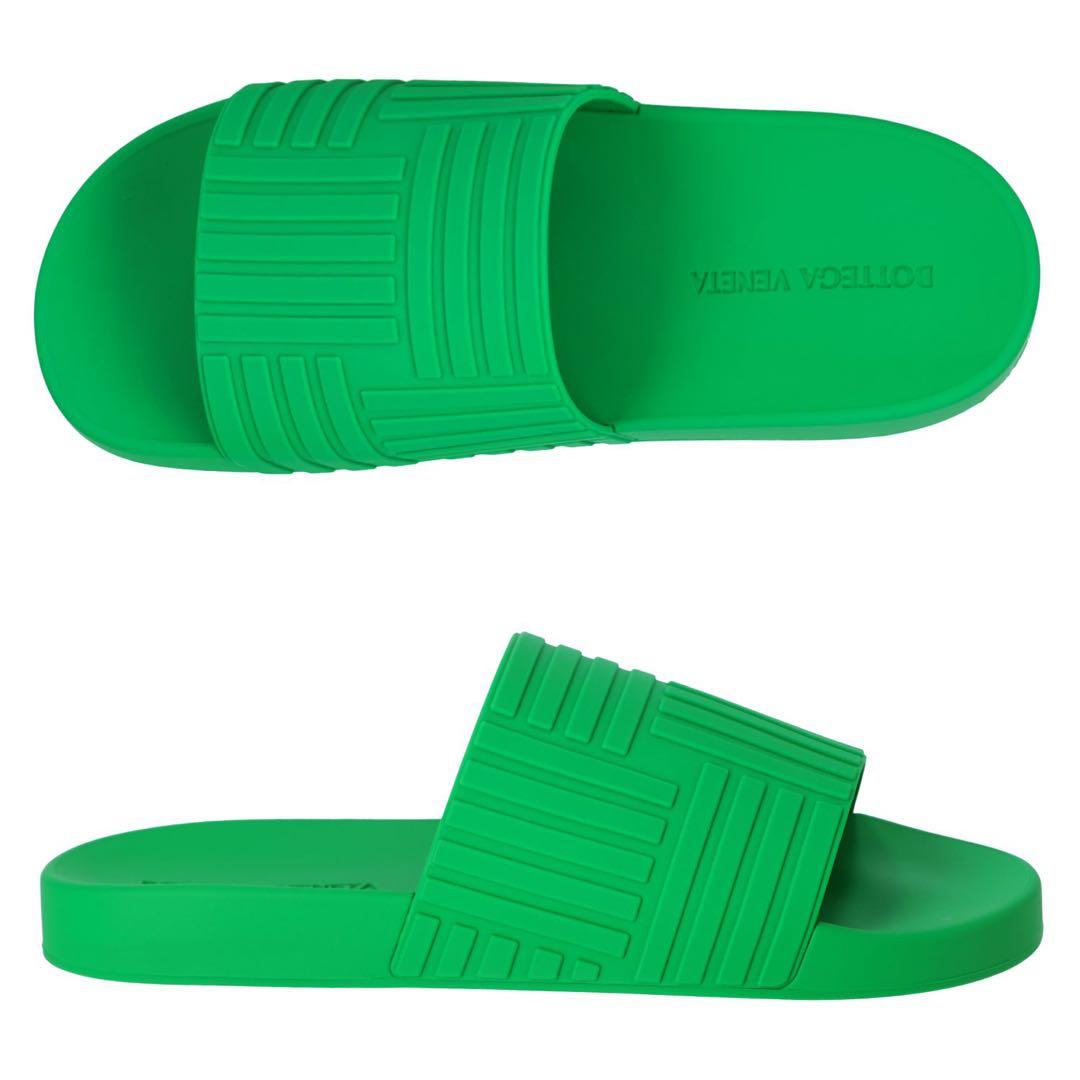 【らい】BOTTEGA ボッテガ　グリーン　スライドサンダル　38 美品