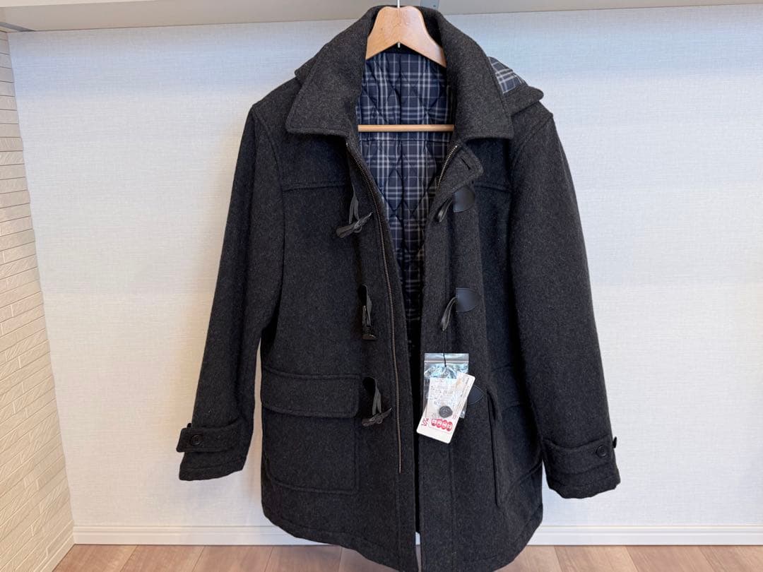 【新品・未使用】CHAPS ダッフルコート ウール混紡　ダークグレー フード付き