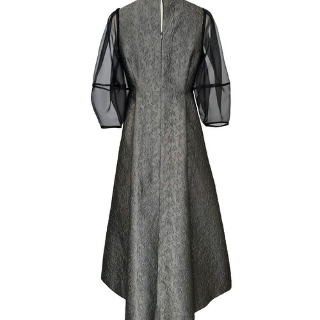 【美品】オケージョンドレス シースルー袖付きダークグレー