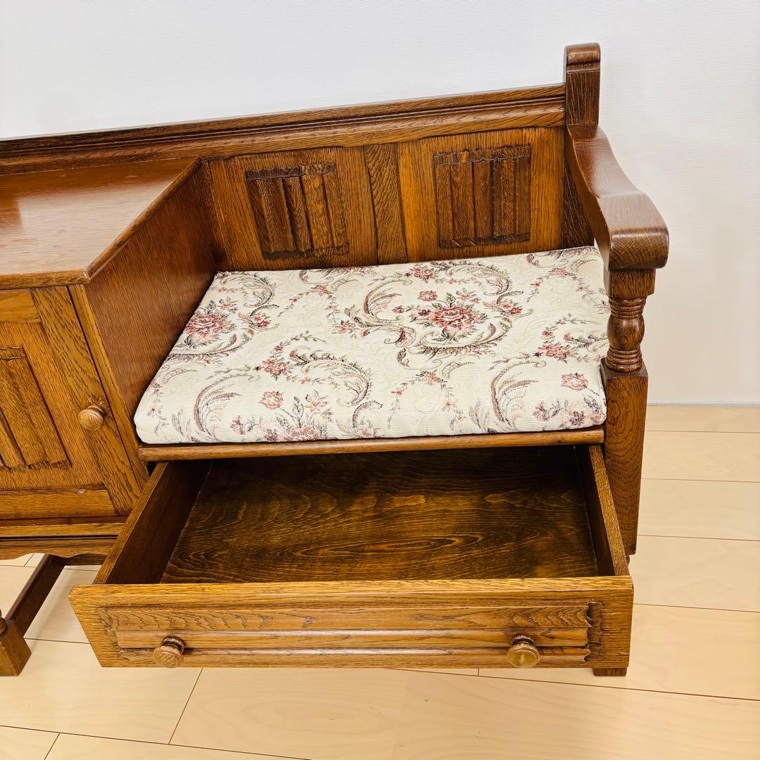 ビンテージチェア　テレフォンベンチ　シート イギリスアンティーク　送料込み