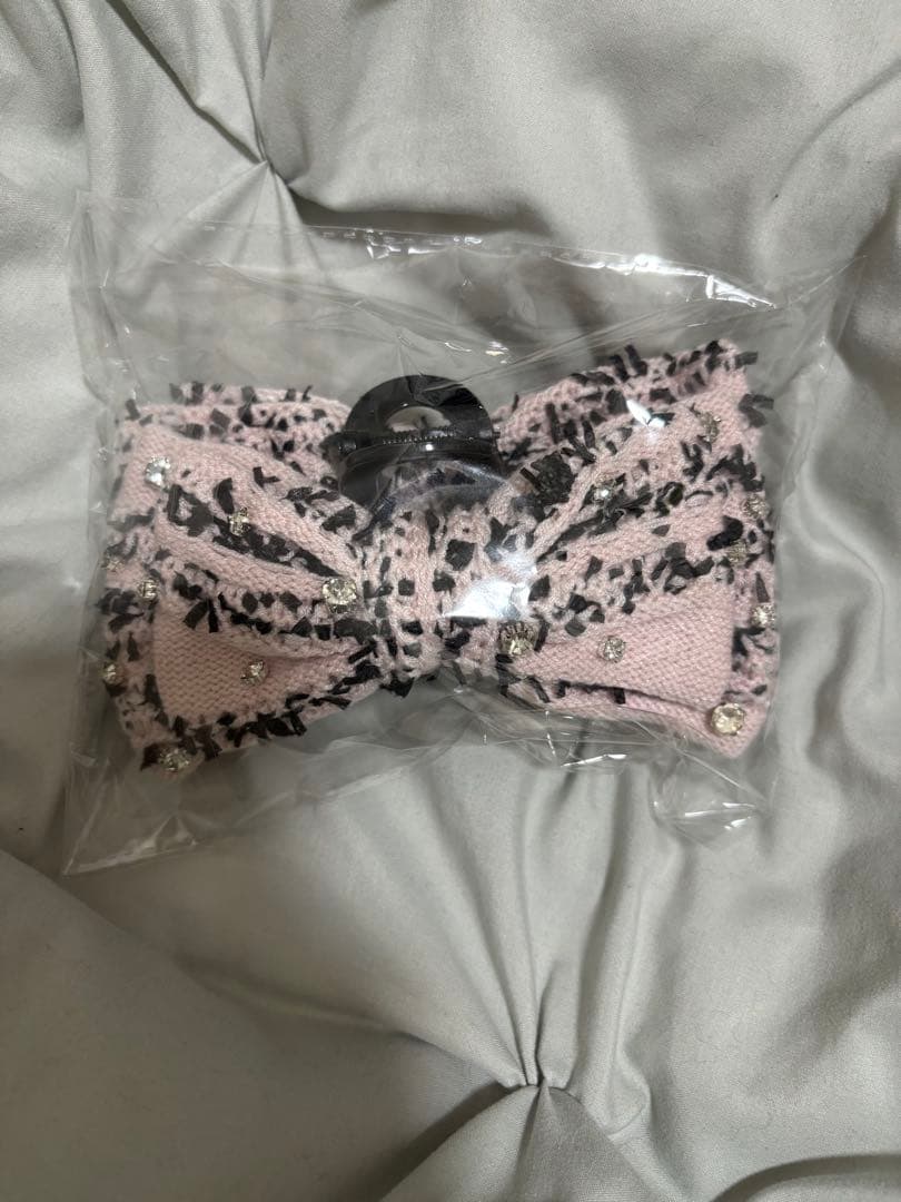 【当日発送】 lumignon ルミニョン リボン ヘアクリップ ピンクブラック