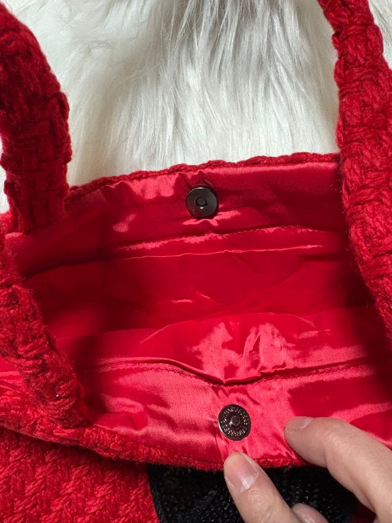 ら*ん様 シャネル CHANEL ニット編み レッド＆ブラック スパンコール ト