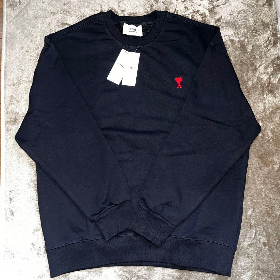 新品タグ付 ami アミパリス ブラック黒 スウェット トレーナー Lサイズ