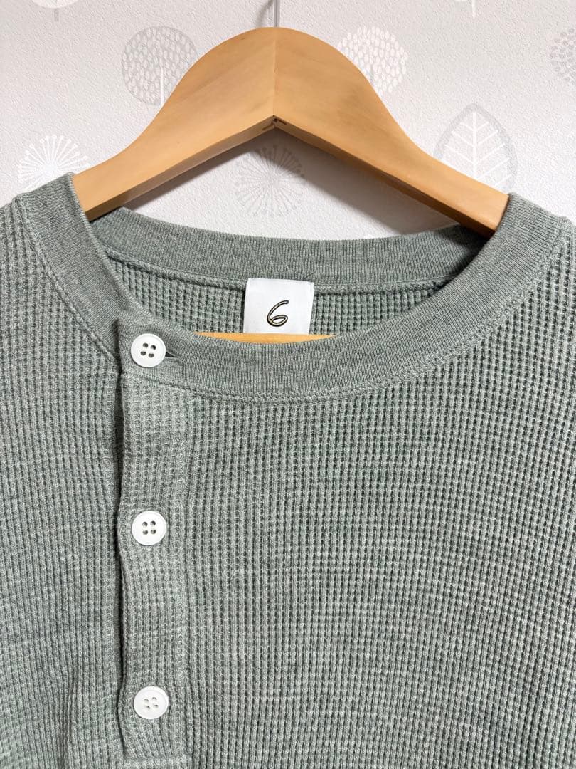 6 ROKU ロク バックスリットサーマルプルオーバー トップス ワッフル