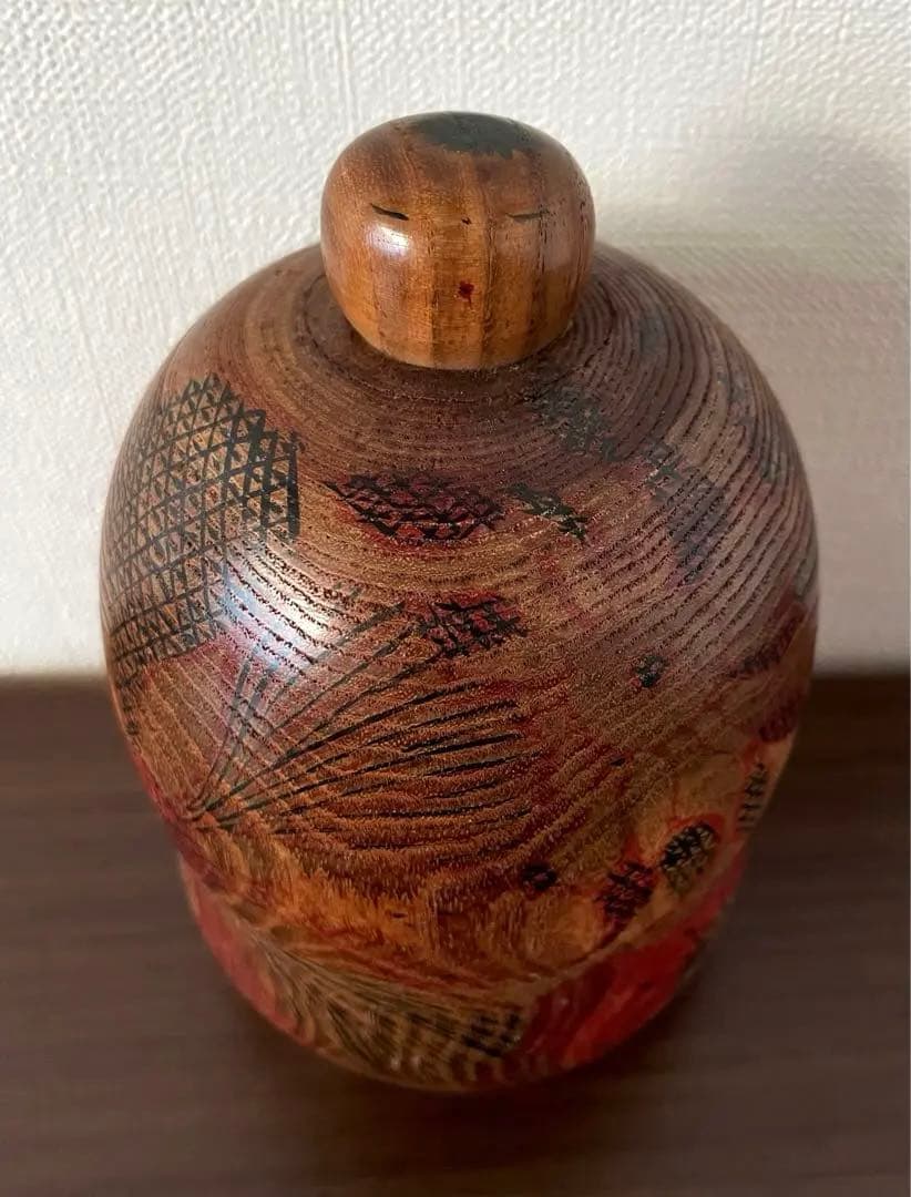 石原 日出男 Hideo 創作 こけし Kokushi doll 木製 人形