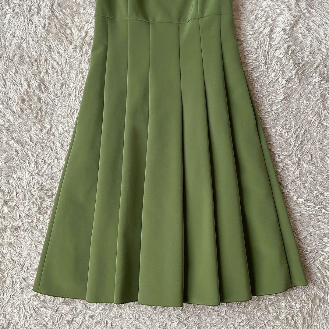 フォクシー スリムタックワンピースドレス イエローグリーン