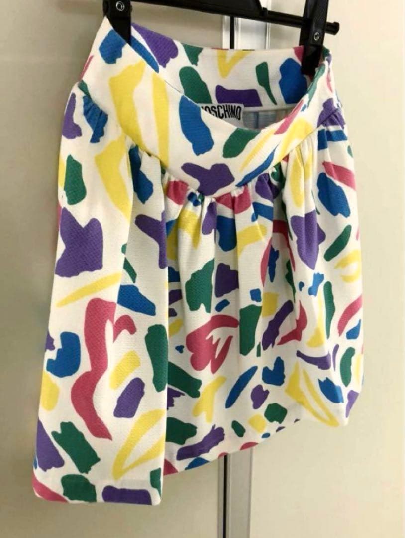 【MOSCHINO COUTURE！】 マルチカラー レトロ プリント スカート