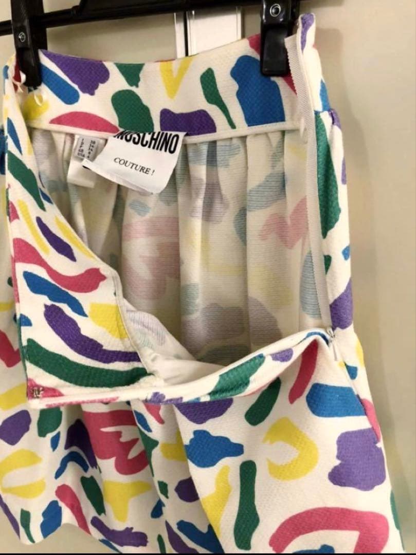 【MOSCHINO COUTURE！】 マルチカラー レトロ プリント スカート