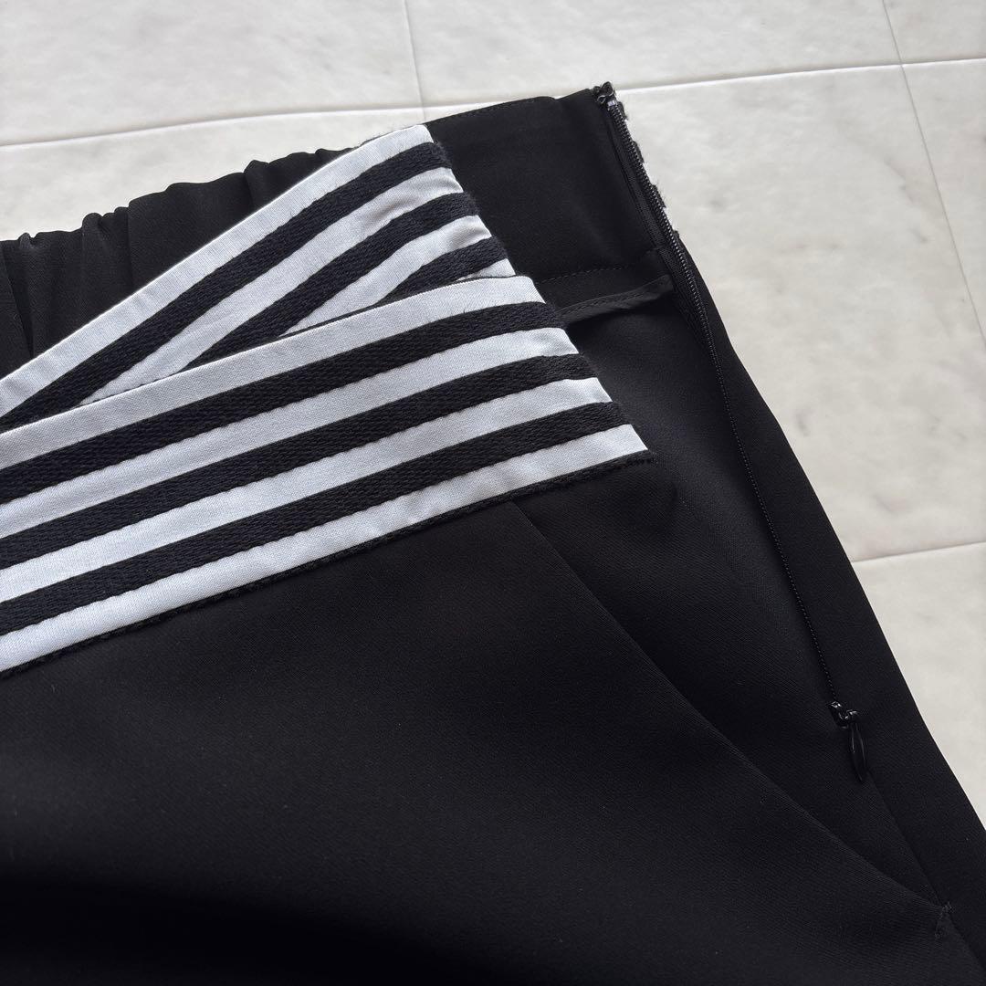 美品 ボーダーズアットバルコニー 定番 テーパードパンツ 黒 ブラック 36