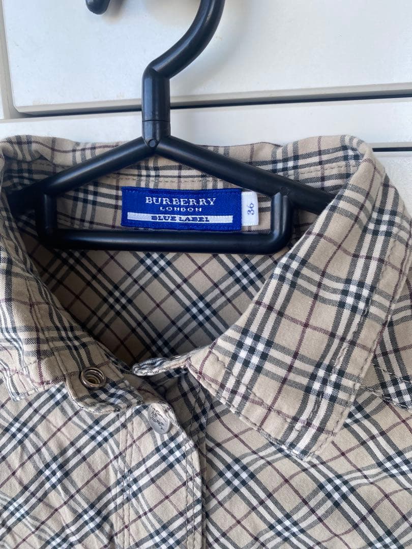バーバリーブルーレーベル 正統ノバチェック半袖ワンピース 36