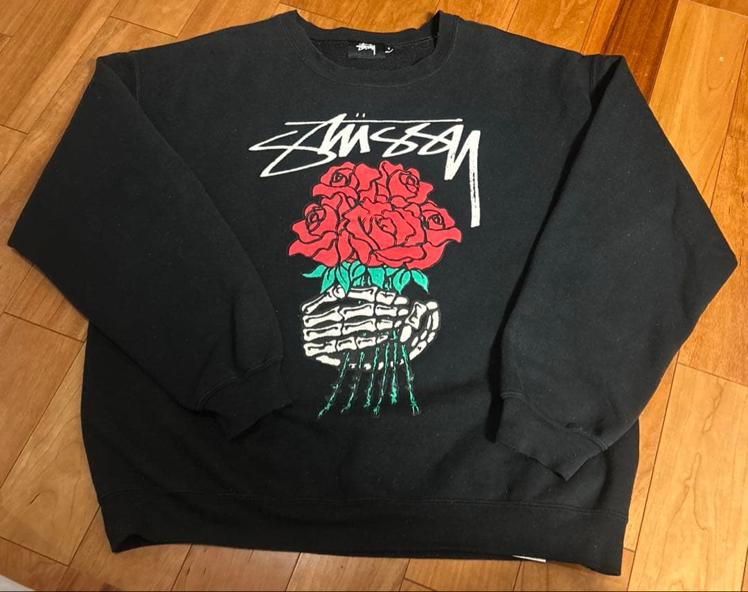 か*ー様 STUSSY ステューシー ローズ 薔薇 スカルハンド プリント スウ