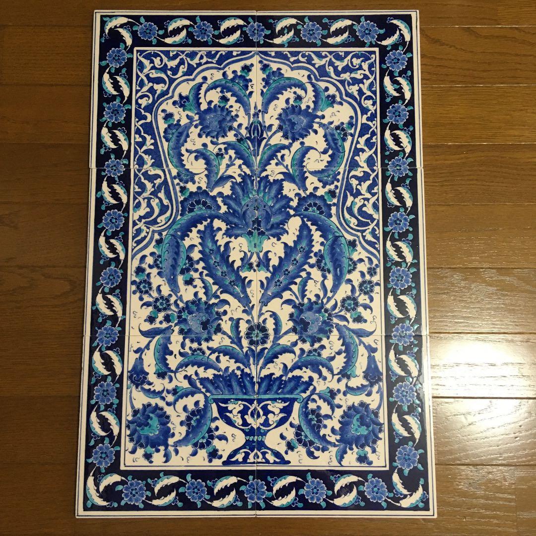 トルコ陶器　キュタフヤ　パネルタイル6枚　大型