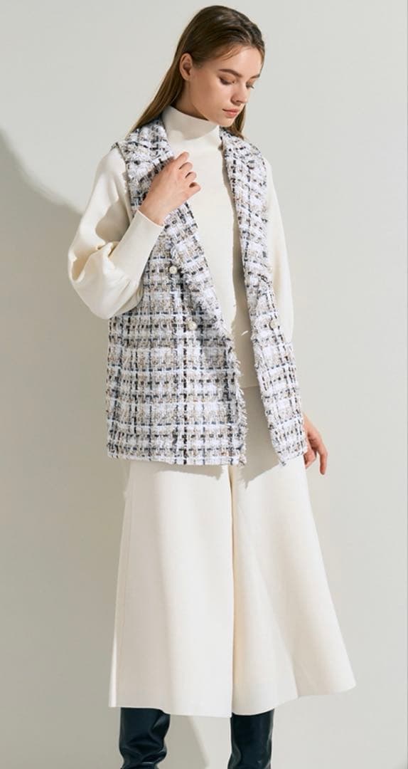 アナイ　ラメスラブツイードジレ　ツィードジレ　ベスト