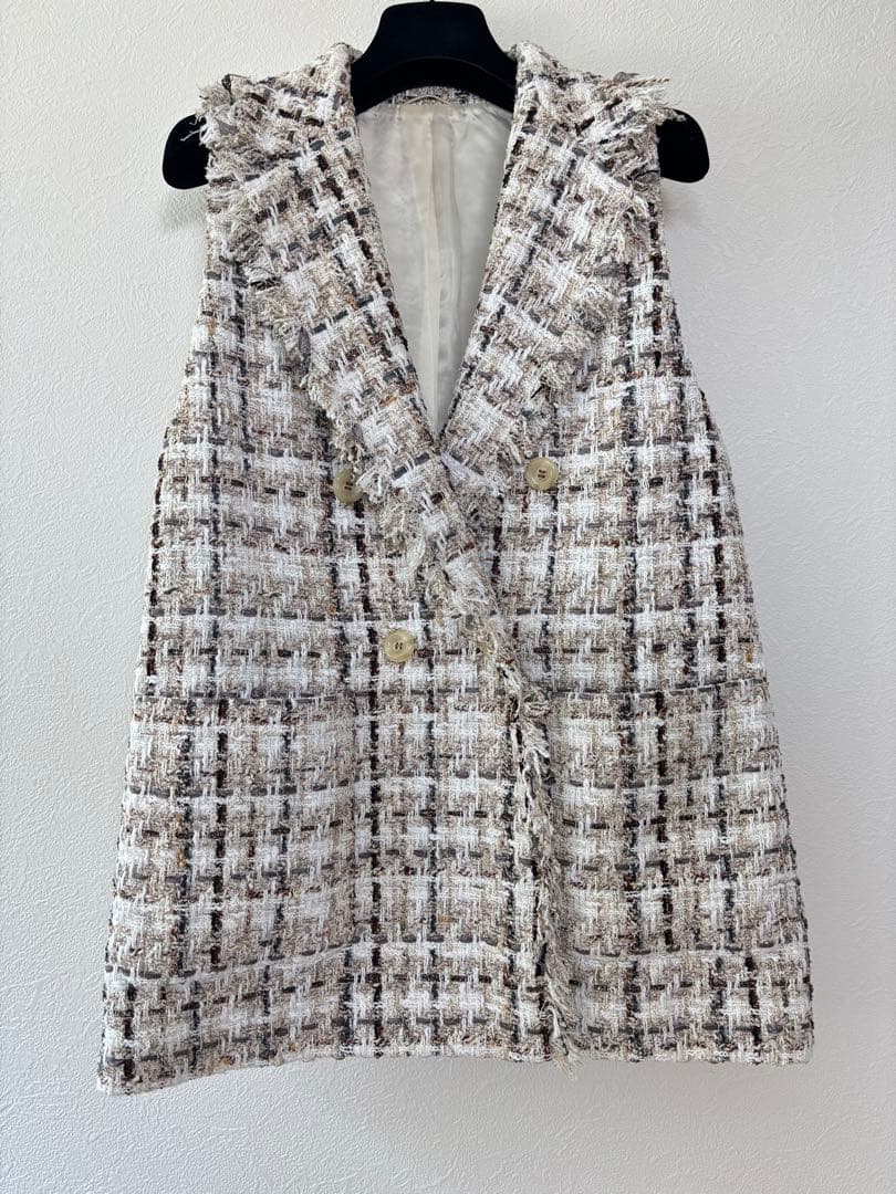 アナイ　ラメスラブツイードジレ　ツィードジレ　ベスト