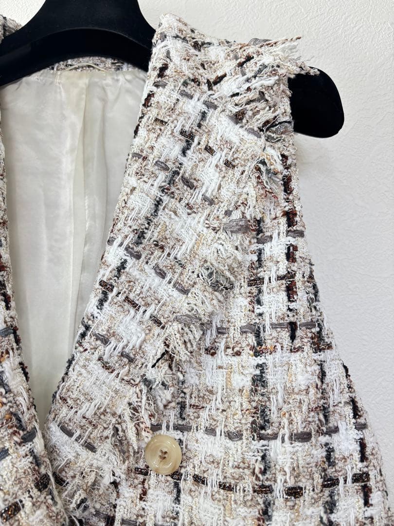 アナイ　ラメスラブツイードジレ　ツィードジレ　ベスト