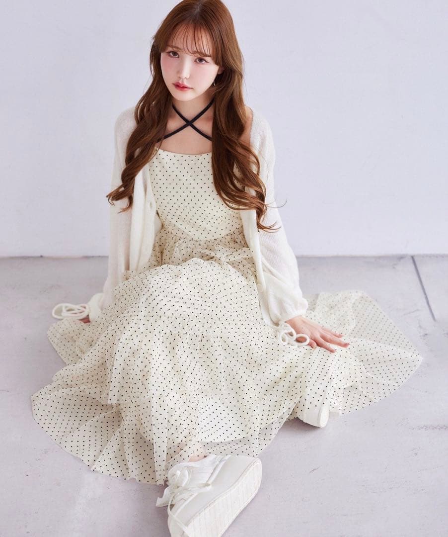 ドット柄キャミソールワンピース