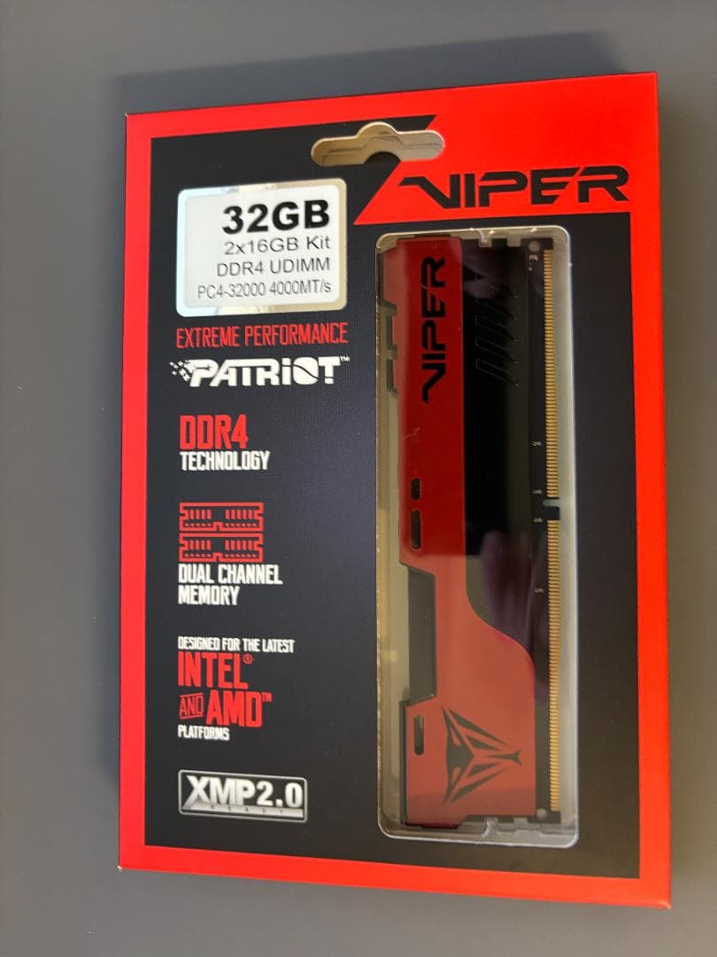 Viper DDR4 4000MHz 16GB x 2枚