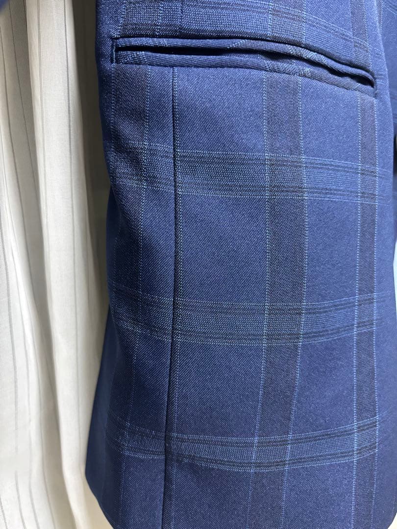 着画有！卒業式★ネイビー チェック柄 フォーマルスーツ 6点セット(160cm)