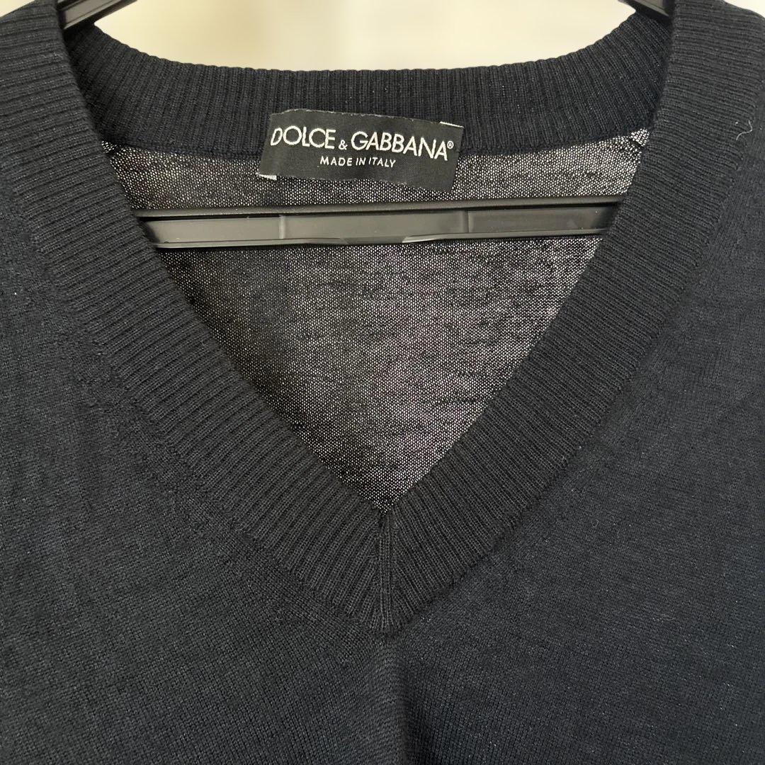 DOLCE&GABBANA シルクカシミアVネックニットサイズ44ネイビー