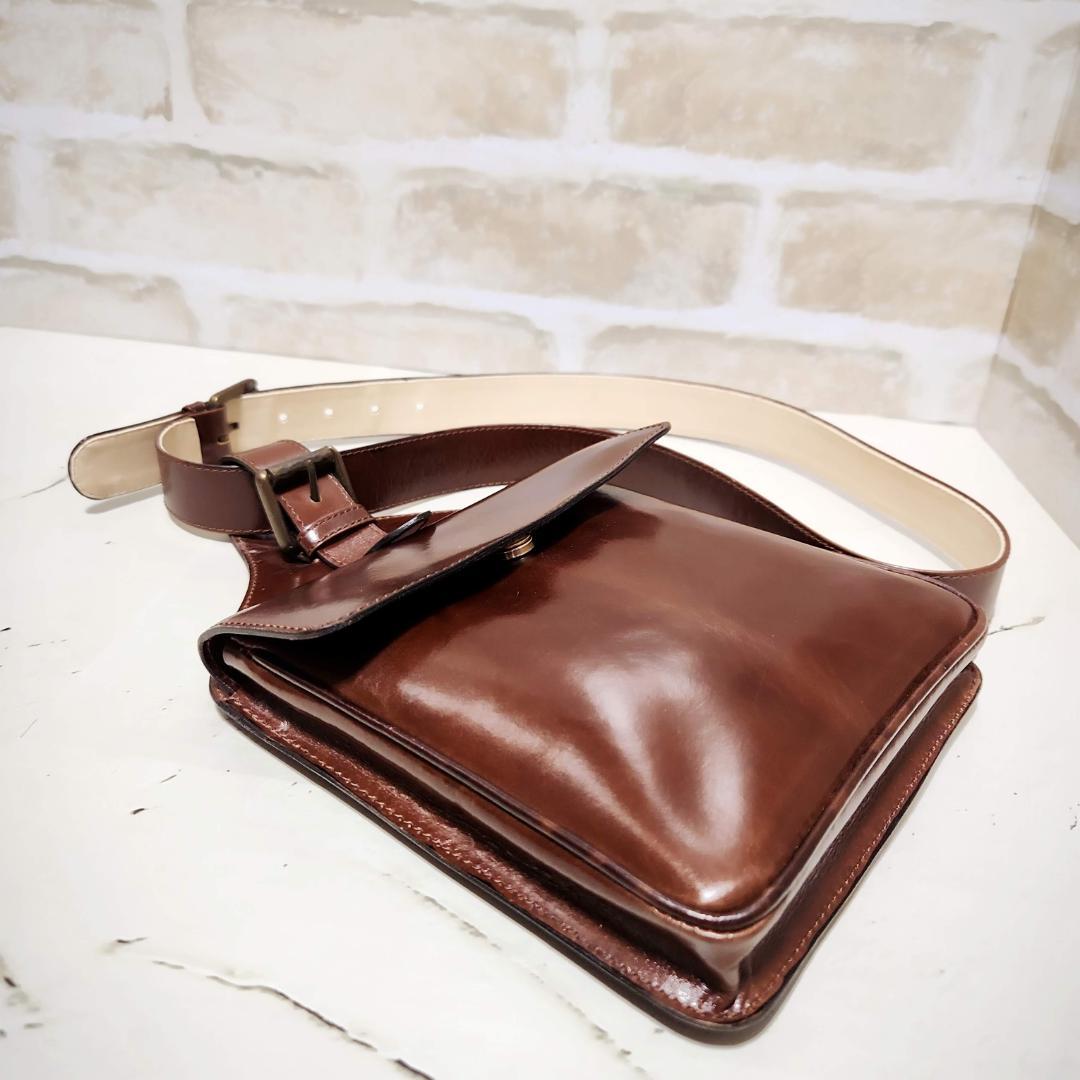 ★Ferragamo 【フェラガモ】レザー ベルトポーチ ブラウン 珍品レア