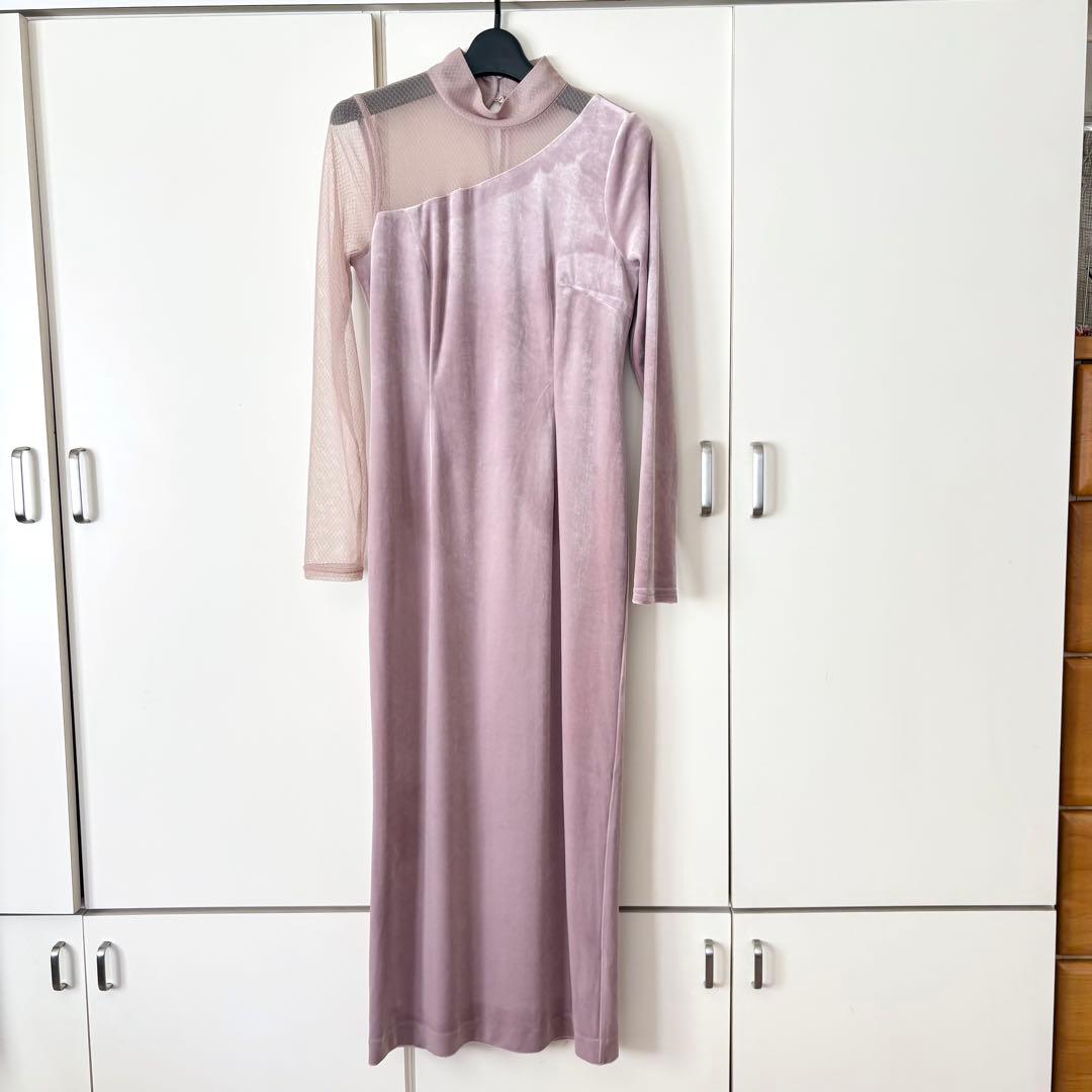 新品 アニュアンス シアーコンビ タイトワンピース ピンク