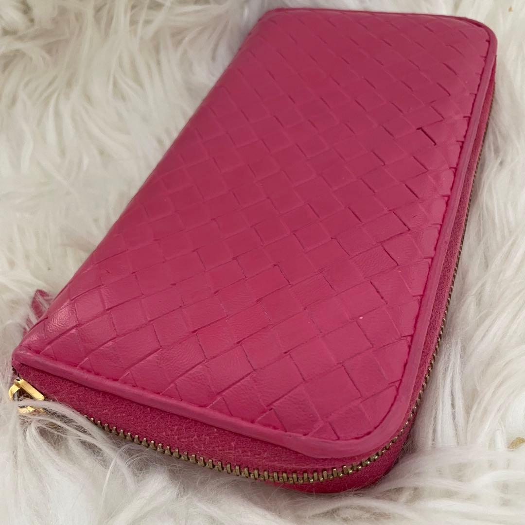 BOTTEGA ボッテガヴェネタ 財布 イントレチャート ファスナー ピンク