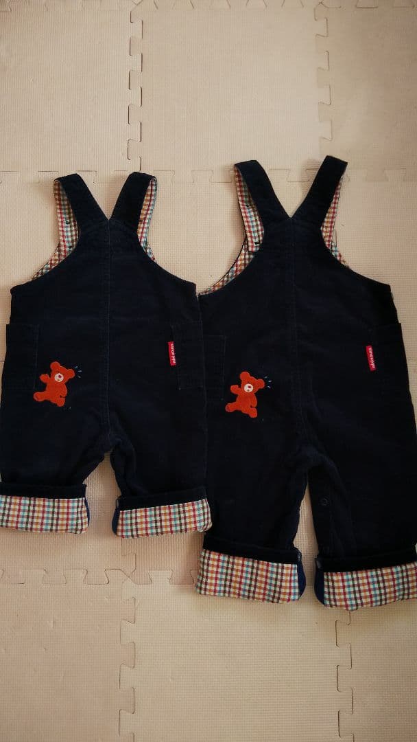 ミキハウス オーバーオール 80cm&90cm 2枚セット 双子 年子