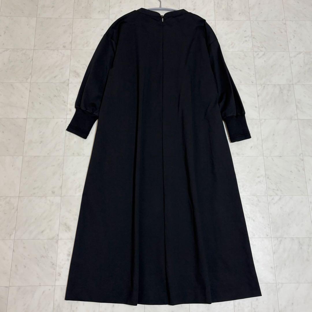 北欧、暮らしの道具店 ロングワンピース Aライン ブラック M ポンチ素材