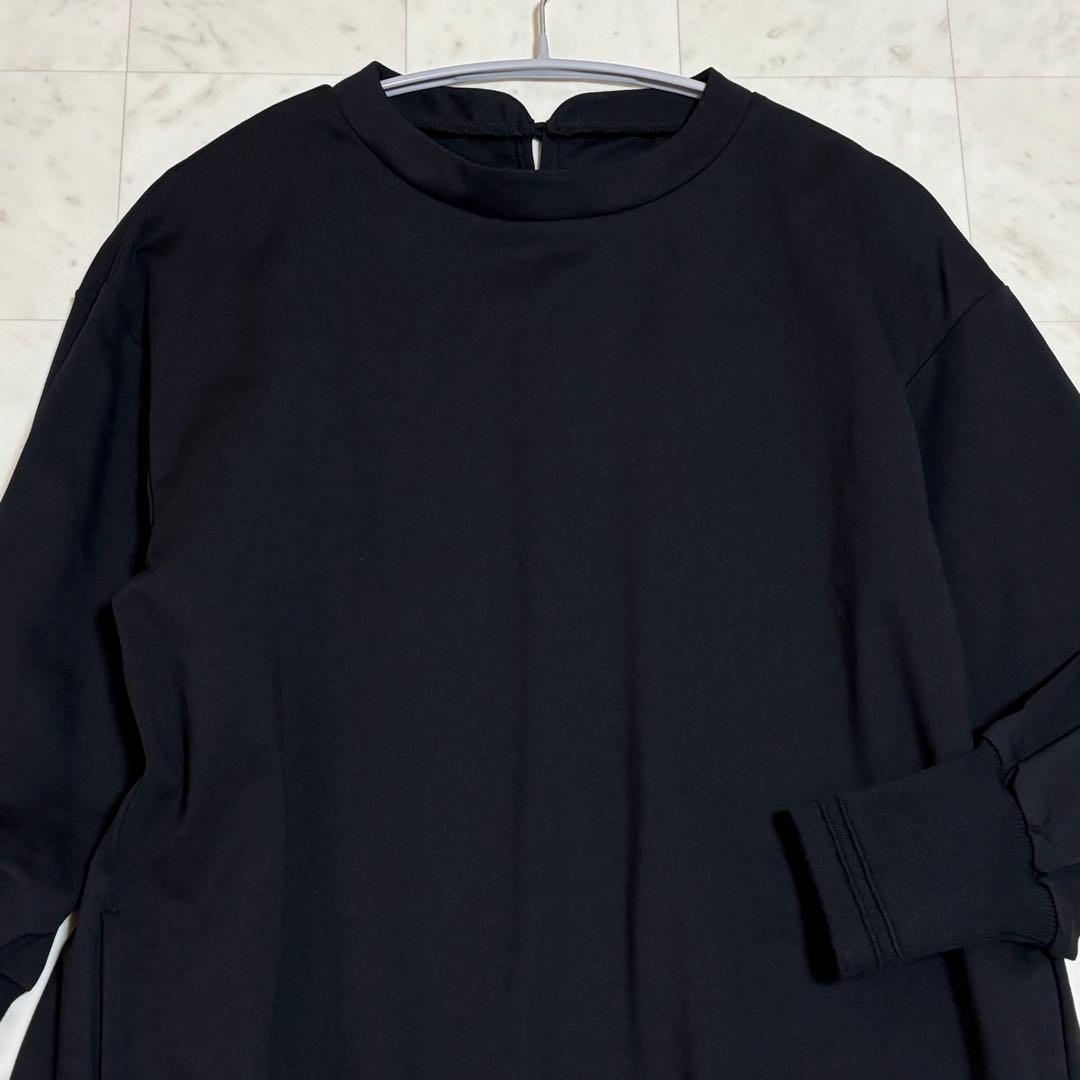 北欧、暮らしの道具店 ロングワンピース Aライン ブラック M ポンチ素材