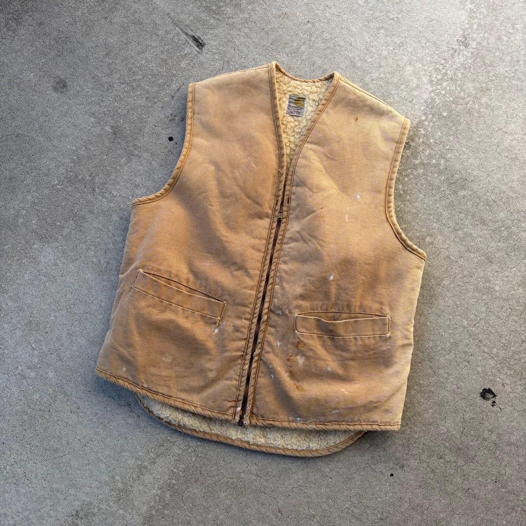 最初期 70's Carhartt ダッグ 裏ボア ベスト 鬼フェード
