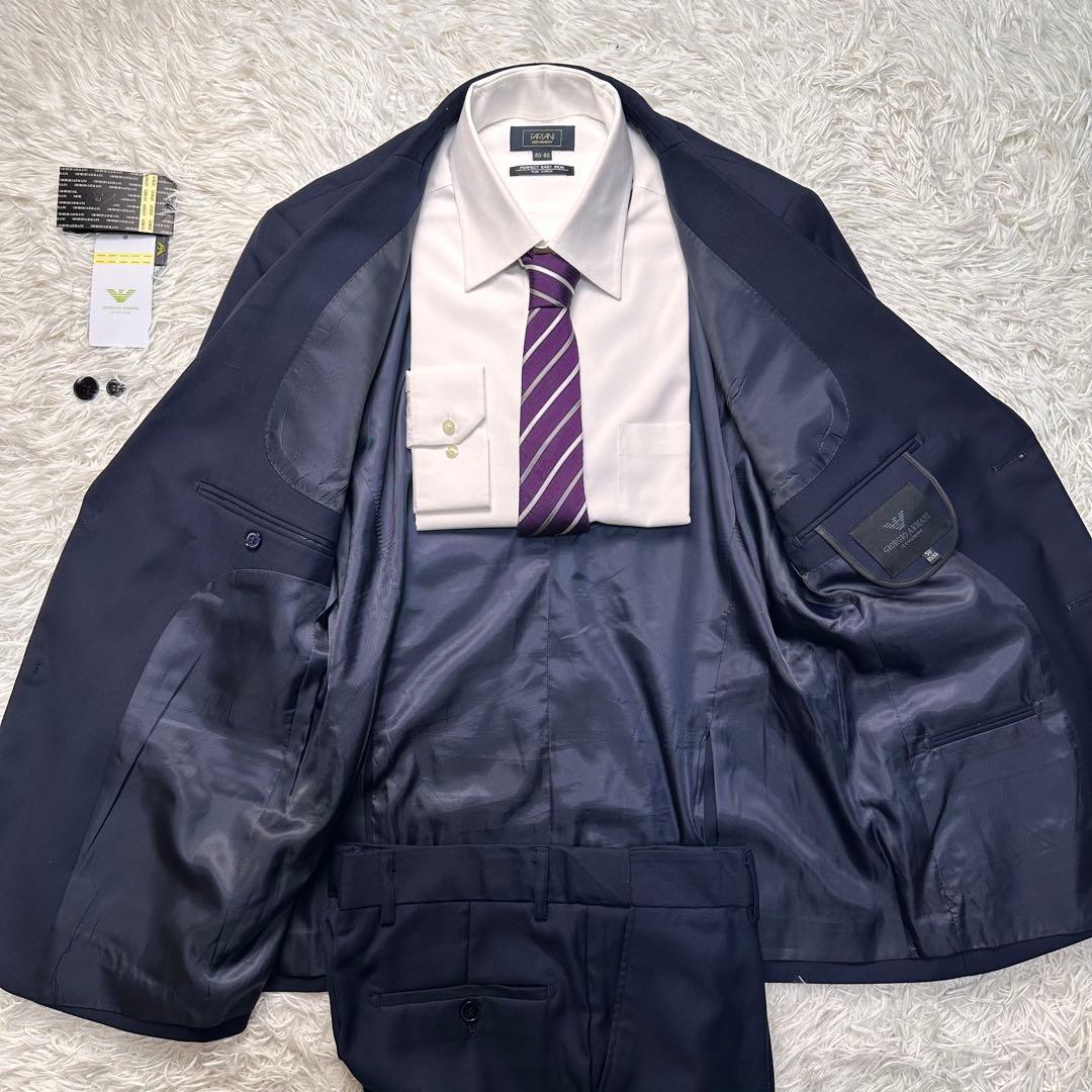 新品タグ付 GIORGIO ARMANI カシミヤ混 セットアップ 光沢 総裏