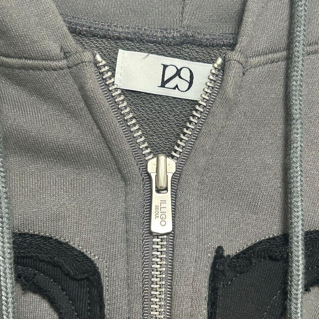 ILLIGO 29 Logo Patch Hoodie Zip-Up チャコール
