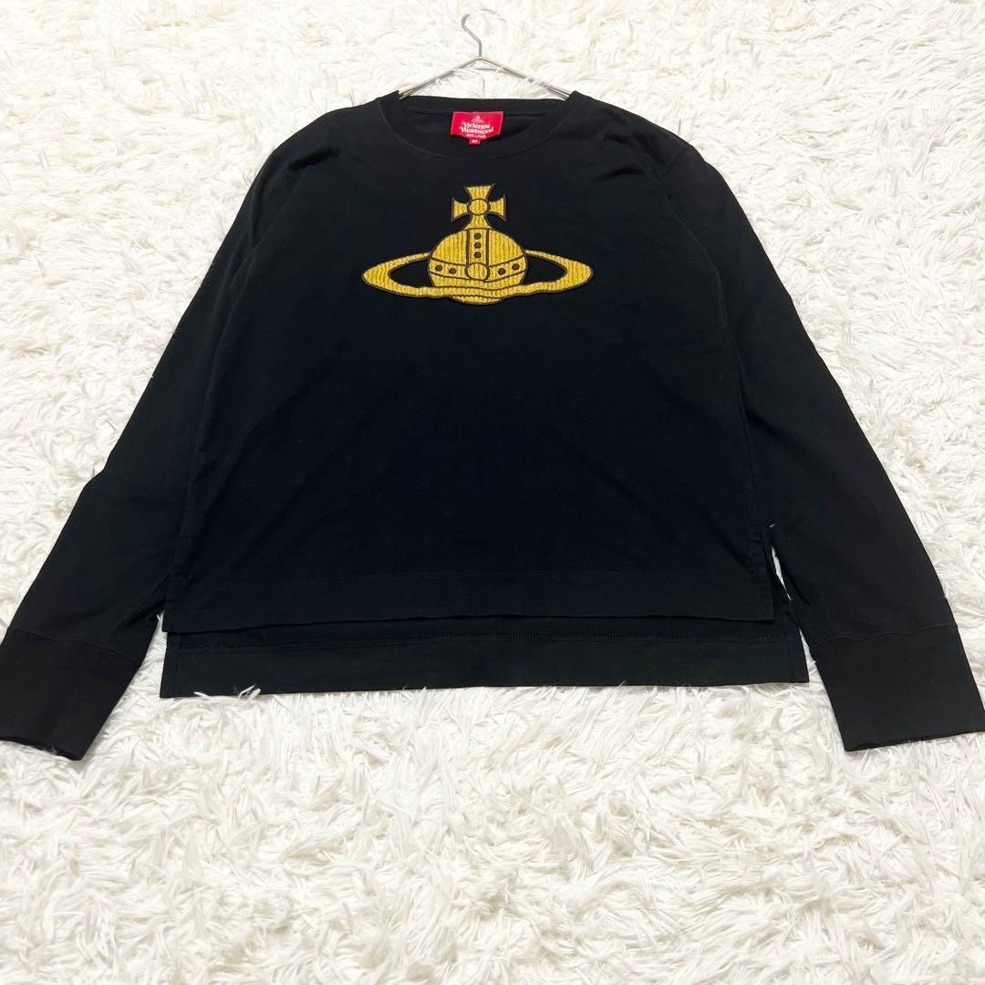 美品✨Vivienne Westwood ロゴ刺繍 長袖Tシャツ 黒 02