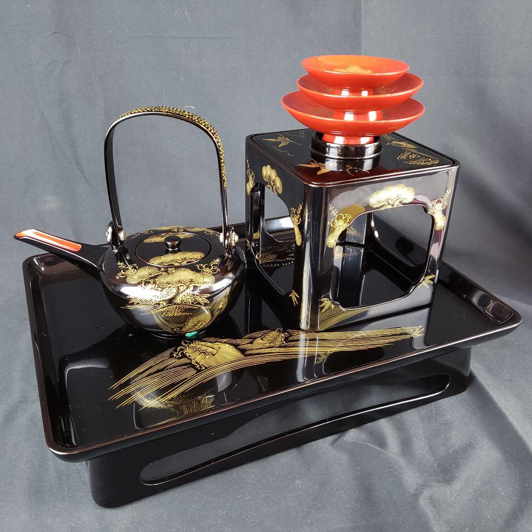 未使用品 輪島塗 屠蘇器 五島屋 謹製 塗師 松崎俊峰作 共箱付き漆器 うるし