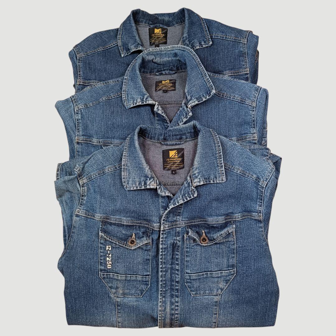 【3着セット】アイズフロンティア デニムつなぎ 作業服 Lサイズ