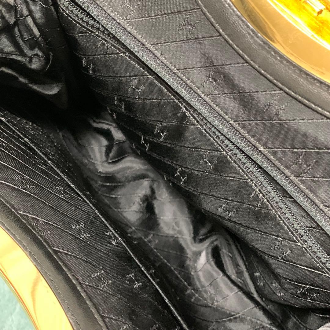 濱野 HAMANO ハマノ 天然石 ラムレザー ハンドバッグ ブラック 高級